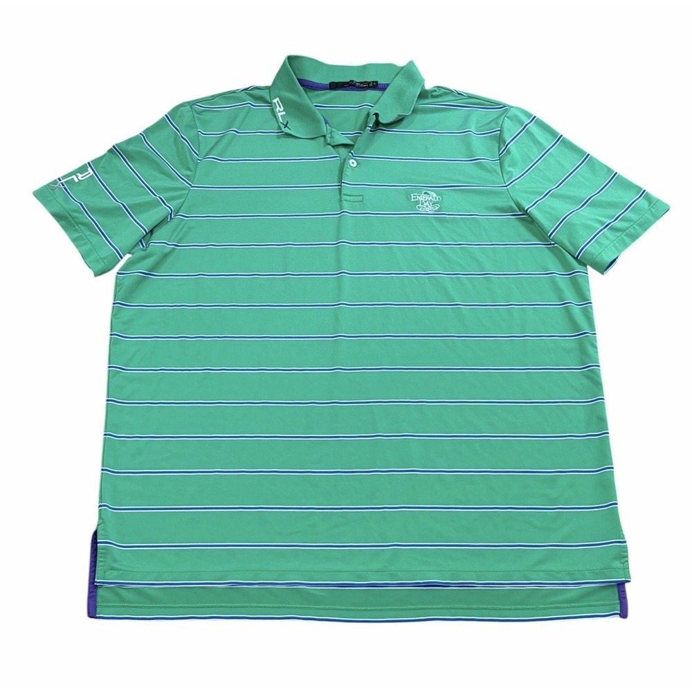 RLX Ralph Lauren Mens Polo Shirt Green‎ Blue XL Performance Golf Activewear Logo